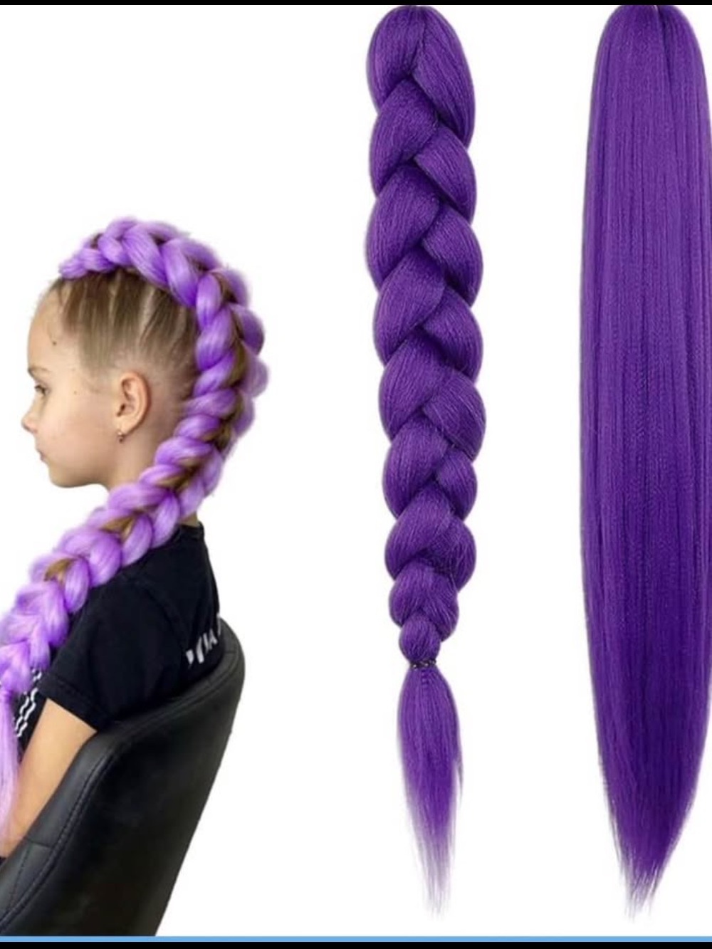K-pop demon hunter Rumi purple easy braid hair Synthetic Hair extension